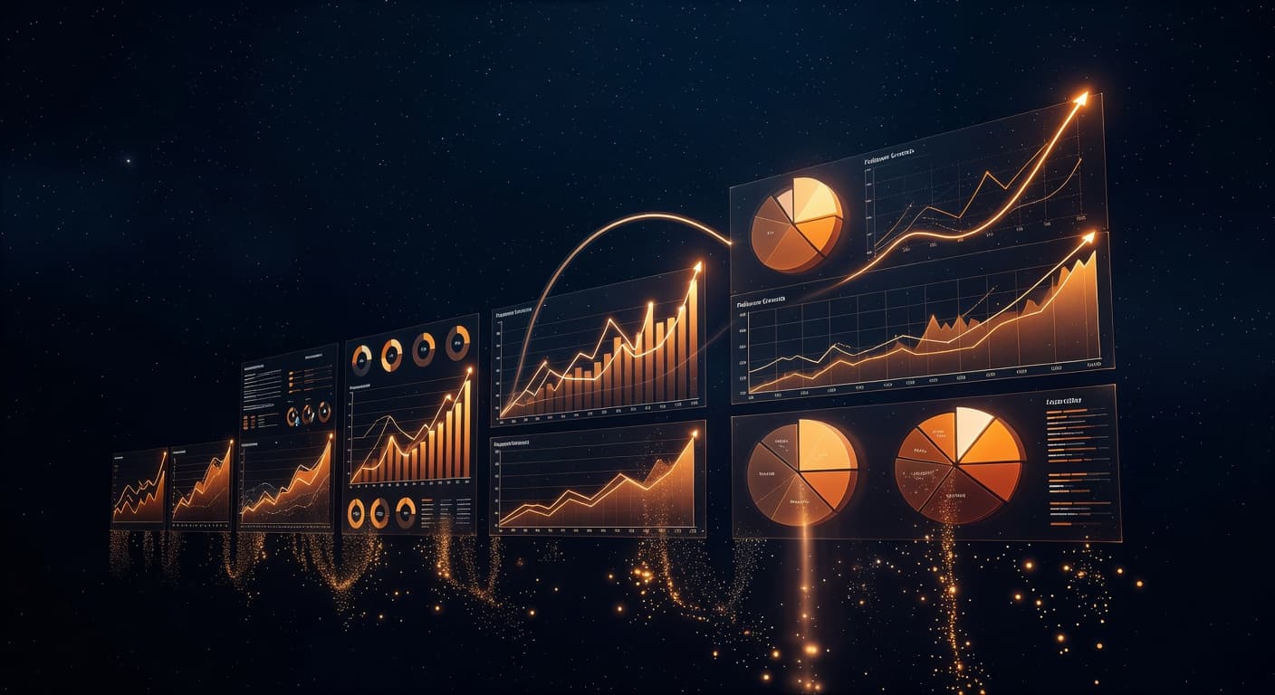 Holographic analytics dashboards with charts